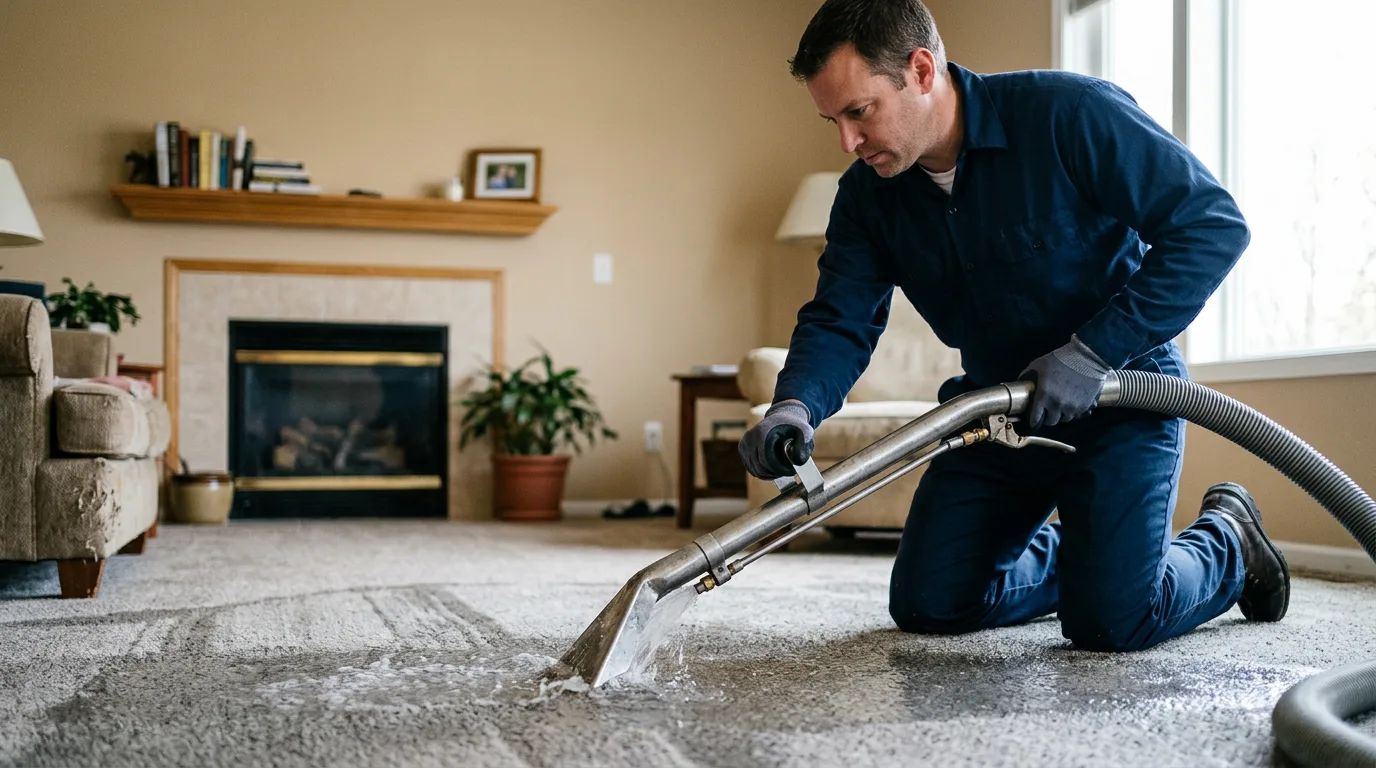 Water damage restoration technician working near Farmington, PA
